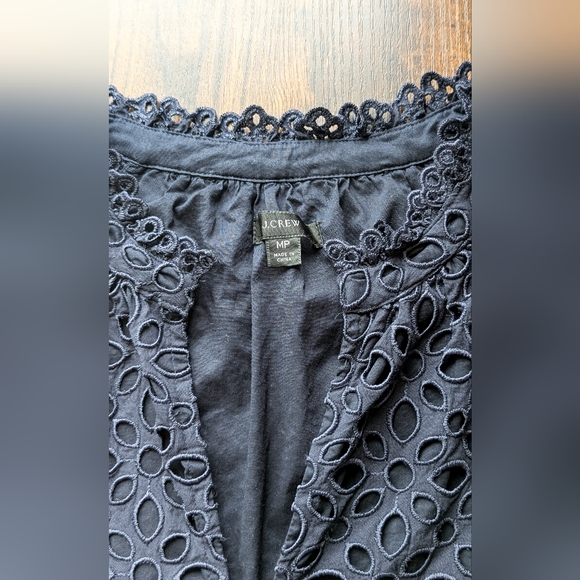 J. Crew Navy Long Sleeve Eyelet Dress - Picture 6 of 6